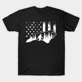 North Carolina Bigfoot American Flag T-Shirt